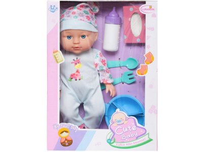 Пупс Junfa в голубом комбинезоне с изображением жирафа с акс., 28 см 1-00471322_8