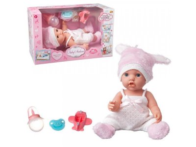 Пупс ABtoys Baby Ardana в ажурном комбинезончике, шапочке и носочках с акс., 30 см белый 100471324