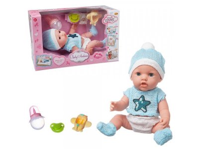 Пупс ABtoys Baby Ardana в кофточке с пайетками, трусиках, шапочке и носочках с акс., 30 см голубой 100471325