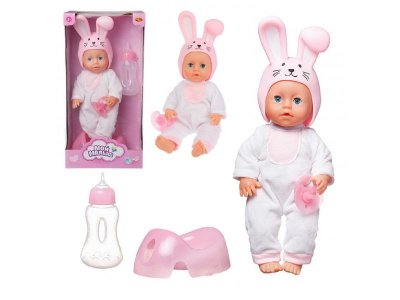 Пупс ABtoys Мой малыш Зайка с акс., 25 см 100471327
