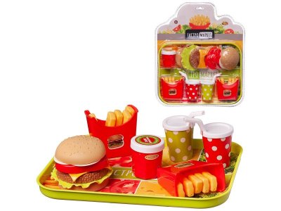 Набор продуктов Abtoys Гастромаркет бутерброд, 2 картошки, 2 напитка на подносе 100471334
