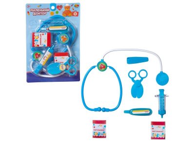 Набор игровой Abtoys Маленький доктор 7 предметов голубой 100471345