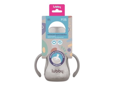 Поильник-непроливайка Lubby с сил. трубочкой, с ручк. и грузиком, PP,  с 6+ мес, 180 мл 1-00474028_3