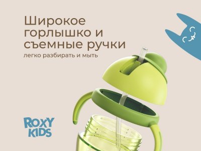 Поильник-непроливайка с трубочкой Roxy-Kids, 200 мл 1-00369654_14