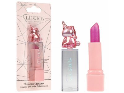 Помада для губ Lukky Diamond Unicorn с блестками с ароматом клубники 3,4 г малиновый 100474376