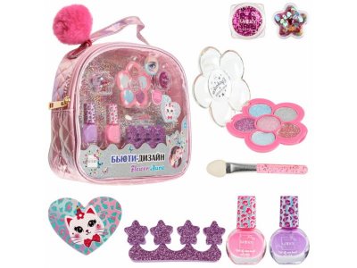 Набор детской косметики Lukky Бьюти Дизайн Flower Aura в сумочке, 6 цв. тени с блёстк., аппл., 2 лак 100474379