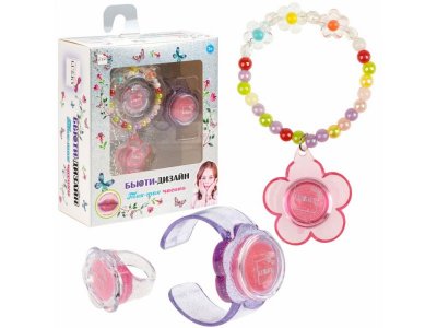 Набор детской косметики Lukky Бьюти Дизайн Тик-так бальзамы для губ с блестк. в часиках, колечке и б 100474380