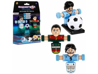 Набор игровой 1Toy Фиджетбол: Легенды футбола, 2 футболиста Португалия - Уругвай с мячом и подставко в ассорт. 100474394