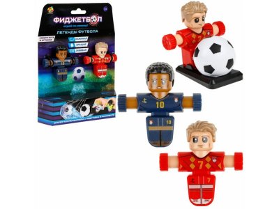 Набор игровой 1Toy Фиджетбол: Легенды футбола, 2 футболиста Франция - Бельгия с мячом и подставкой в ассорт. 100474395