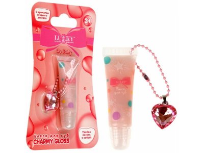 Блеск для губ Lukky Charmy Gloss сверкающий с ароматом ягодного десерта, браслетик с подвеской 5 мл карамельный 100474400