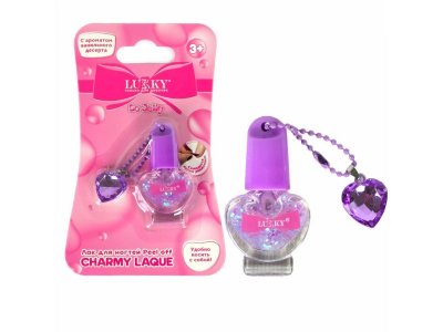 Лак для ногтей Lukky Charmy Laque peel-off сверкающий, с ароматом ванили, подвеска 5 мл фиолетовый 100474402