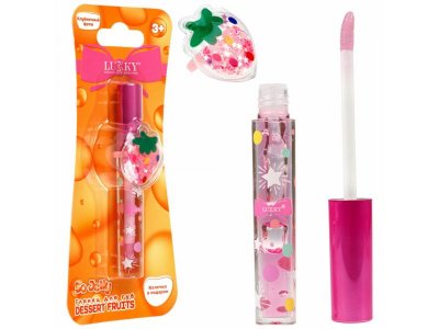 Глянец для губ Lukky Dessert Fruits клубничный, колечко 3 мл розовый 100474405
