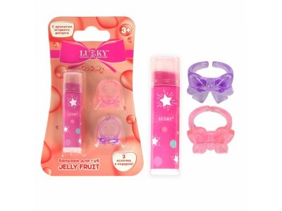 Бальзам для губ Lukky Jelly Fruit Ягодный десерт 2 колечка 3,4 г сиреневый 100474411