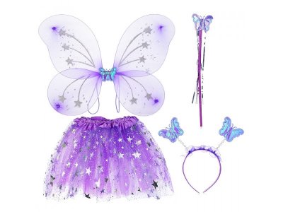 Набор Снеговичок Крылья карнавальные Фея: ободок, крылья, палочка, юбка фиолетовый 100471001