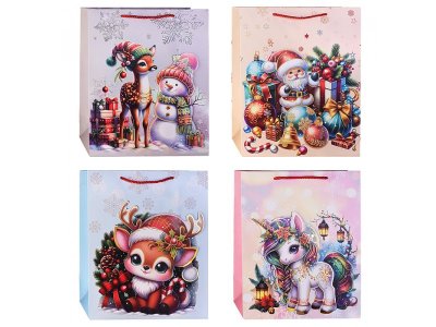 Пакет подарочный КНР Новогодняя сказка 26*32*12 см в ассорт. 100469812