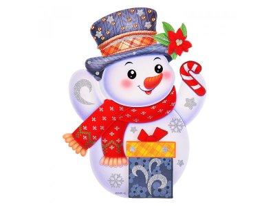 Наклейки новогодние Снеговичок для декора Зимние радости 100469834