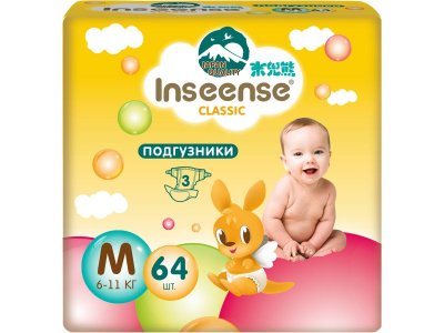 Подгузники Inseense Classic M (6-11 кг) 64 шт 100474432