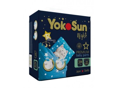 Подгузники-трусики ночные YokoSun Premium M 6-10 кг, 22 шт 1-00476055_3