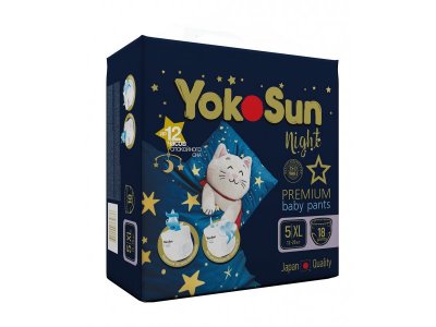 Подгузники-трусики ночные YokoSun Premium XL 12-20 кг, 18 шт 1-00476057_3