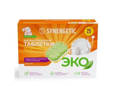 Таблетки для посудомоечной машины Synergetic 25 шт. 1-00294241_2