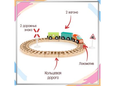 Набор игровой J'adore Железные дороги Весёлый поезд с кольцевой ж/д 1-00475168_4