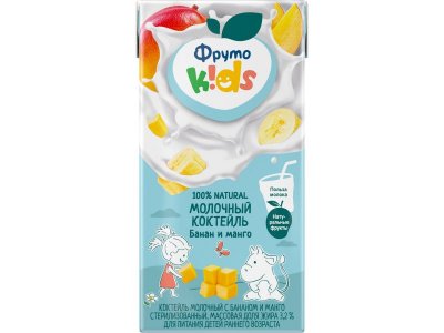 Коктейль молочный ФрутоKids Банан и манго стерилизованный 3,2% 200 мл 1-00368728_2