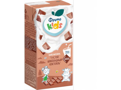 Коктейль молочный ФрутоKids Густой шоколадный с какао стерилизованный 2,0 % 200 мл 1-00476097_2