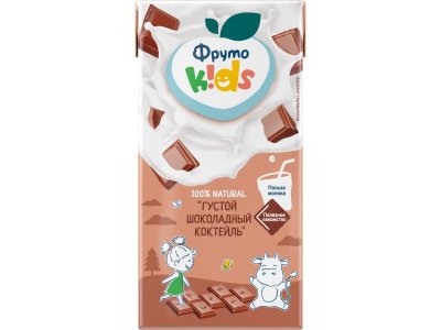 Коктейль молочный ФрутоKids Густой шоколадный с какао стерилизованный 2,0 % 200 мл 100476097
