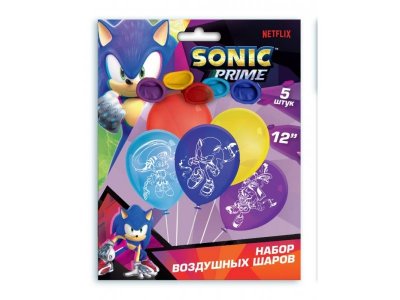 Набор латексных воздушных шаров Чудо Праздник Соник монохром 5 шт 100468592