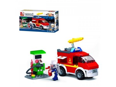 Конструктор Sluban Пожарный Пожар на автозаправке, 136 деталей мультиколор 100475312