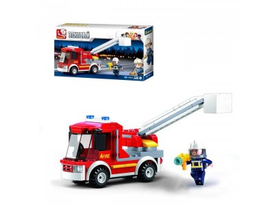 Конструктор Sluban Пожарный Пожарная машина с подъемной люлькой, 136 деталей мультиколор 100475313