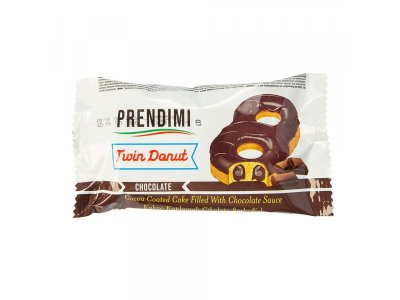 Бисквитный донат Prendimi Twin Donut с клубничной начинкой и шоколадной глазурью 45 г. 100478470