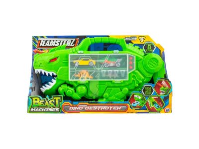 Машинка-транспортер HTI Teamsterz Dino Destroyer с 2-мя фигурками и 2-мя машинками зеленый 100475510
