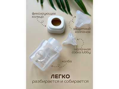 Бутылочка Lubby Геометрия с молочной соской и широким горлышком, от 0 мес, 150 мл 1-00462257_8