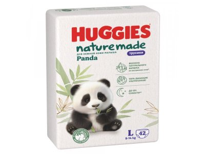 Трусики-подгузники Huggies Naturemade Panda размер 4 L, 9-14 кг, 42шт р.4 100479597