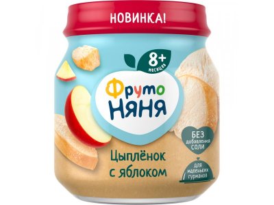 Пюре мясное ФрутоНяня цыпленок с яблоком, 100 г 100479626