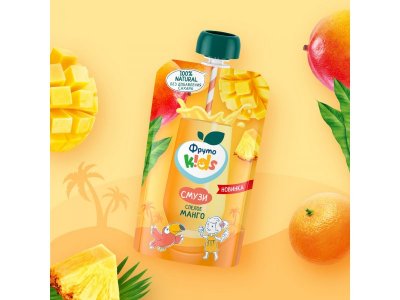 Смузи ФрутоKids банан, яблоко, манго, мандарин, ананас, 130 г 1-00479628_5