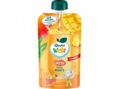 Смузи ФрутоKids банан, яблоко, манго, мандарин, ананас, 130 г 100479628