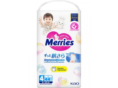 Подгузники-трусики Merries, 9-14 кг, 44 шт. (Трусики-подгузники Merries для детей размер L/4 (9-14кг), 44 шт.) р.4 (размер L) 200000015