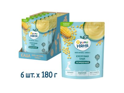 Каша ФрутоНяня, безмолочная кукурузная, обогащенная пребиотикам, витаминами и минералами 180 г 1-00312855_25