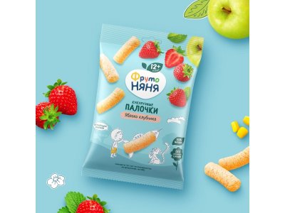 Кукурузные палочки ФрутоНяня с яблоком и клубникой 20 г 1-00381314_3