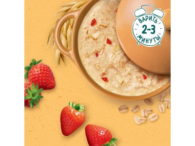 Каша ФрутоНяня безмолочная овсяная с кусочками яблок и клубники, требующая варки 200 г 1-00426709_7