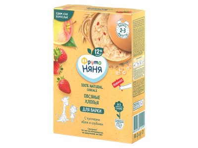 Каша ФрутоНяня безмолочная овсяная с кусочками яблок и клубники, требующая варки 200 г 1-00426709_10