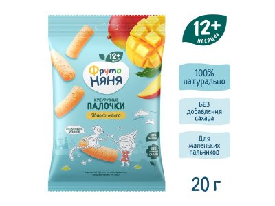 Палочки кукурузные ФрутоНяня яблоко, манго, 20 г 1-00433984_10