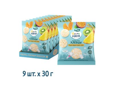 Мини-хлебцы ФрутоНяня рисовые Мультифруктовый микс с яблоком и мультифруктовым соком 30 г 1-00446287_3