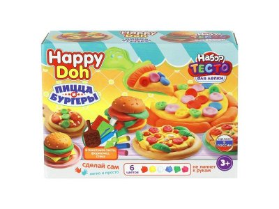 Набор для лепки Happy Doh Бургер и Пицца, 24см разноцветный 100481088