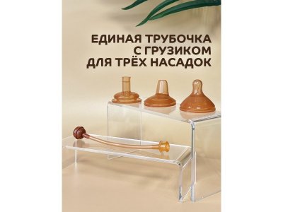 Поильник Lubby 3в1 с носиком, трубочка, соска молочная и ёршик, от 0 мес., сил., 300мл 1-00481069_10