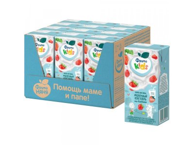 Коктейль молочный ФрутоKids Клубника стерилизованный 2,8% 200 мл 1-00368729_2