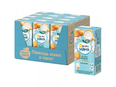 Коктейль ФрутоНяня молочный Молоко с печеньем стерилизованный 2,4% 0,2 л 1-00198212_3