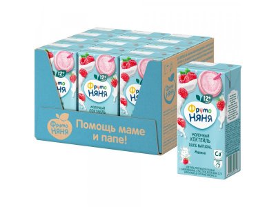 Коктейль ФрутоНяня молочный с малиной стерилизованный 2,1% 0,2 л 1-00198214_7